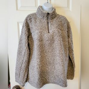 Dylan Sherpa Quarter Zip Fleece Pullover Sweatshirt, Large,Gray